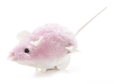 Różowa nakręcana mysz zabawka dla kota 10 cm