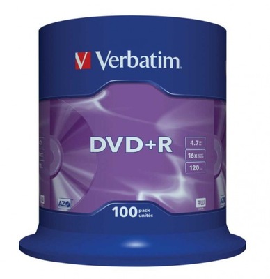 DVD+R VERBATIM 4.7 GB 16x Cake 100 szt.