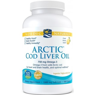 Nordic Naturals Arctic Cod Liver Oil 180 kapsułek miękkich smak cytrynowy