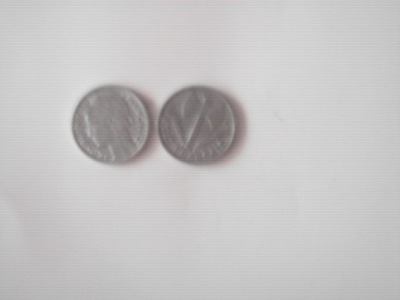 Moneta 1 franc1943 i 1 franc 1947 Francja