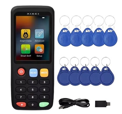 PROGRAMATOR DUPLIKATOR RFID NFC x7 ZESTAW Z 10 BRELOKAMI