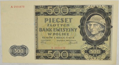 10.au.GG, 500 Złotych 1940 A., M.98.a, St.2/3+