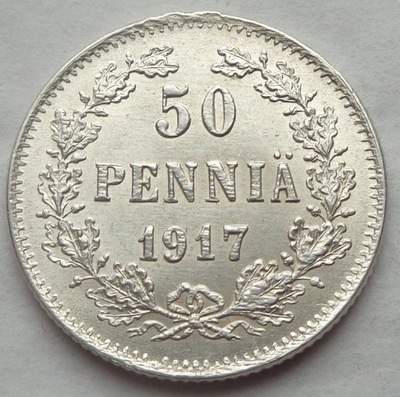 FINLANDIA - 50 PENNIA - 1917 - srebro