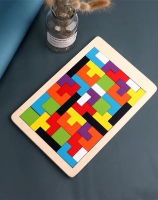 DREWNIANE PUZZLE UKŁADANKA TETRIS KLOCKI 40 ELEMENTÓW