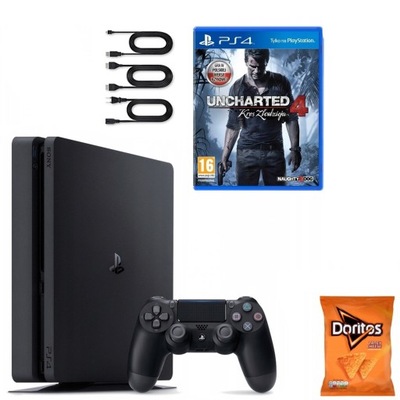 PS4 SLIM SONY PLAYSTATION 4 500GB + PAD + GRA UNCHARTED 4: KRES ZŁODZIEJA