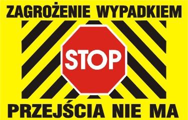 Tablica STOP zagrożenie wypadkiem przejścia nie ma