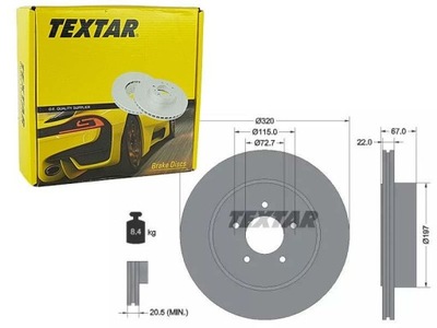 TEXTAR ГАЛЬМІВНІ ДИСКИ ГАЛЬМІВНІ ЗАД 92177203