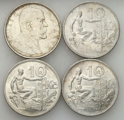 Czechosłowacja. 10 koron 1928-1932, SREBRO – 4 szt