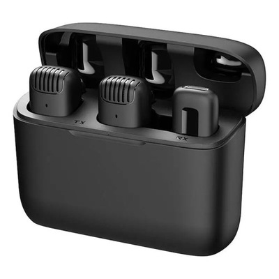 Mikrofon z etui ładującym Apexel APL-MIC014, oświetlenie, 2 szt.