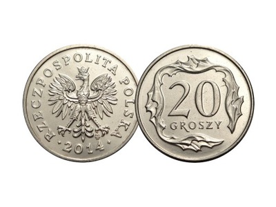 20 groszy 2014 r. stan menniczy z woreczka