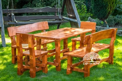 Meble ogrodowe drewniane rustykalne biesiadne komplet 120cm TIK