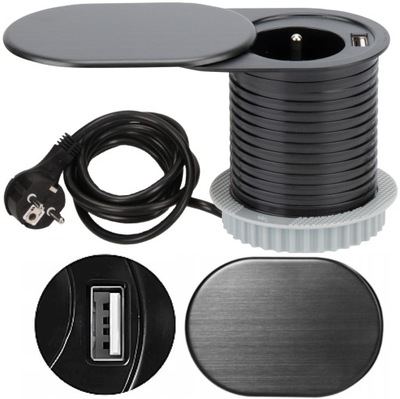 GNIAZDO MEBLOWE WPUSZCZANE W BLAT Z ŁADOWARKĄ USB