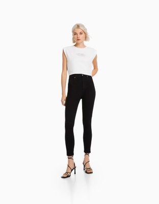 BERSHKA czarne jeansy skinny high waist r.44