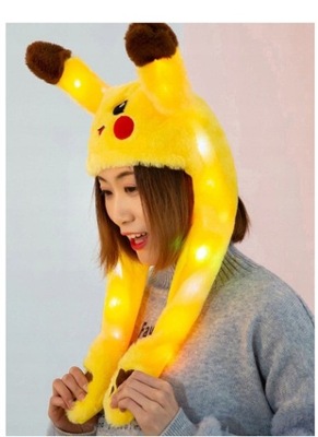 Czapka ruchome uszy pikachu świńka świeci led