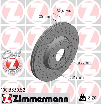 DISKU STABDŽIŲ ZIMMERMANN 100.3330.52 8K0615301 