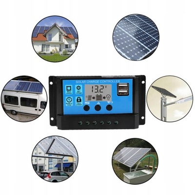 REGULATOR ŁADOWANIA SOLARNY PWM PODWÓJNY KONTROLER ŁADOWANIA USB 12/24V 60A