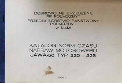 Katalog norm czasu napraw motoroweru JAWA