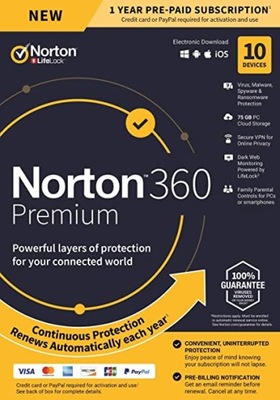 NORTON SECURITY 360 PREMIUM PL 1U / 10 PC / 1 ROK