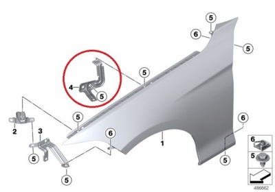 КРІПЛЕННЯ КРИЛА ПРАВА ПЕРЕД BMW F20 F21 F23 OE 41357284648