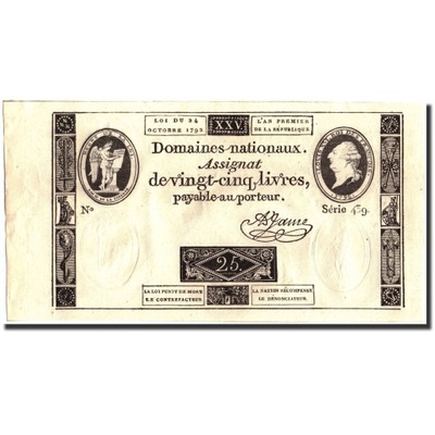 Banknot, Francja, 25 Livres, 1792, 1792-10-24, UNC