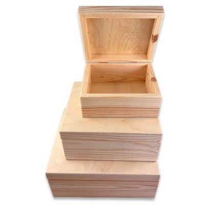 Pudełko drewniane - Zestaw 3w1 szkatułki drewniane