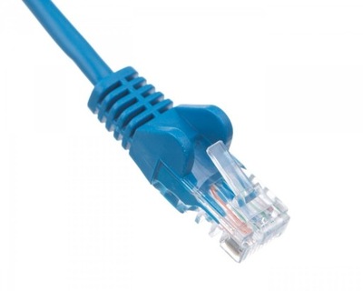 Kabel patchcord U/UTP kat.5e CCA niebieski 0,5m