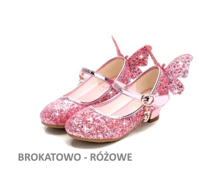 Obuwie buty buciki dziecięce dziewczęce obcasy szpilki brokatowe kolory bal