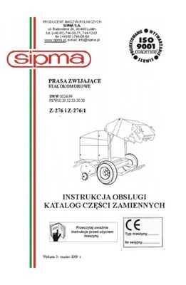 SIPMA Z-276, Z-276\/1 instrukcja\/katalog (2009) фото