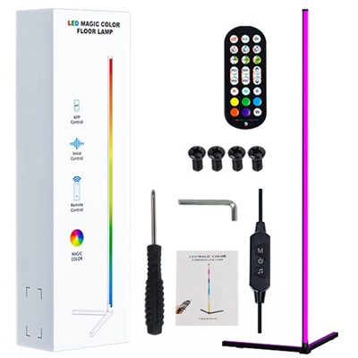 LAMPA PODŁOGOWA NAROŻNA LED RGB INTELIGENTNA LAMPA STOJĄCA Z PILOT APP