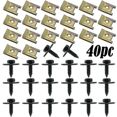 40PCS/СЕТ CAR NUTS BOLTS U NUT HEX SCREW SPEED FASTENER UNDERTRAY SH~20352