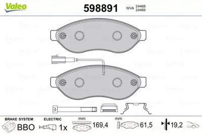 VALEO 598891 JUEGO ZAPATAS HAMULCOWYCH, FRENOS T  