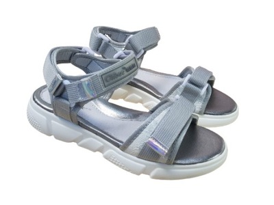 Sandałki dla dziewczynki sandały srebrne BASIA 33
