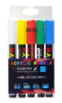 Markery akrylowe 1-2mm zestaw 5 szt M&G