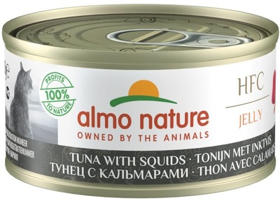 Almo Nature - HFC Jelly - TUŃCZYK Z KALMARAMI - karma dla kota - puszka 70g