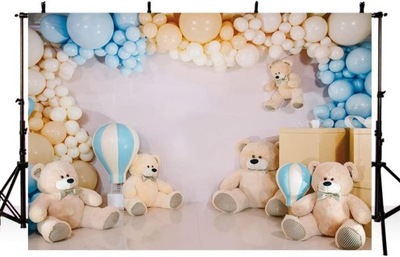 TŁO FOTOGRAFICZNE 2,4 m x1,8 m BABY SHOWER Noworodek Portret Baner Balony