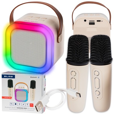 PRZENOŚNY GŁOŚNIK KARAOKE RGB 2 MIKROFONY USB SD MINI JACK BLUETOOTH