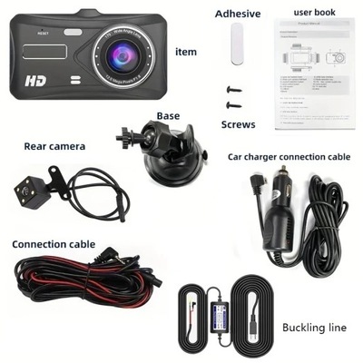 CÁMARA AL TORPEDA DISTRIBUCIÓN CON DOS OBIEKTYWAMI WIDEOREJESTRATOR AUTO HD 1080P 4-CALOWY PANTALLA SENSOR BLACK MALETERO NIGHT VISION  