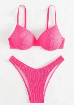 SHEIN STRÓJ KĄPIELOWY DWUCZĘŚCIOWY RÓŻOWY XL Ł9H