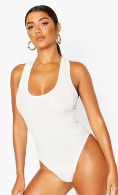 BOOHOO BIAŁE PRĄŻKOWANE BODY DAMSKIE 40 L 1VAF