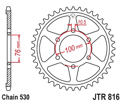 ENGRANAJE PARTE TRASERA DE ACERO JTR816-45 45Z TAMAÑO 530  