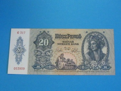 Węgry Banknot 20 Pengo 1941 ! UNC P-109