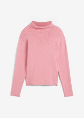 1M4B35 BONPRIX SWETER DZIECIĘCY Z GOLFEM RÓŻOWY 128