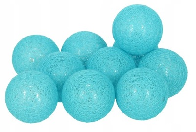 COTTON BALLS ŚWIECĄCE KULE lampki 10 LED turkusowy
