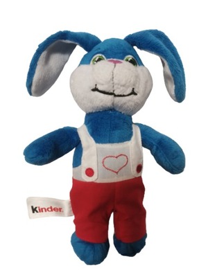 KINDER niebieski królik zając w spodenkach z serduszkiem maskotka