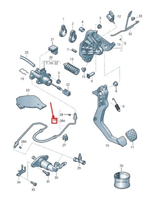 Skoda rapid nh clutch slave циліндр труба lhd 6r1721465p фото №1