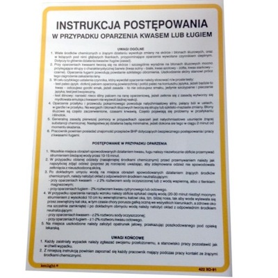 INSTRUKCJA PRZY POPARZENIA KWASEM LUB ŁUGIEM