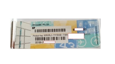 NAKLEJKA KLUCZ WINDOWS 7 PRO HP