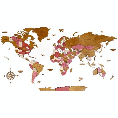 Kolorowa Mapa Świata 3d na ścianę | PINKY Sikorka 180x90cm