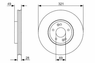 BOSCH DISCOS DE FRENADO 2 PIEZAS PARTE DELANTERA HYUNDAI IX55 SANTA FE II 2.2D 2.7  