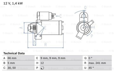 СТАРТЕР (12V, 1,4KW) ПОДХОДИТ DO: BMW 1 (F20), 1 (F21), 2 (F22, F87),